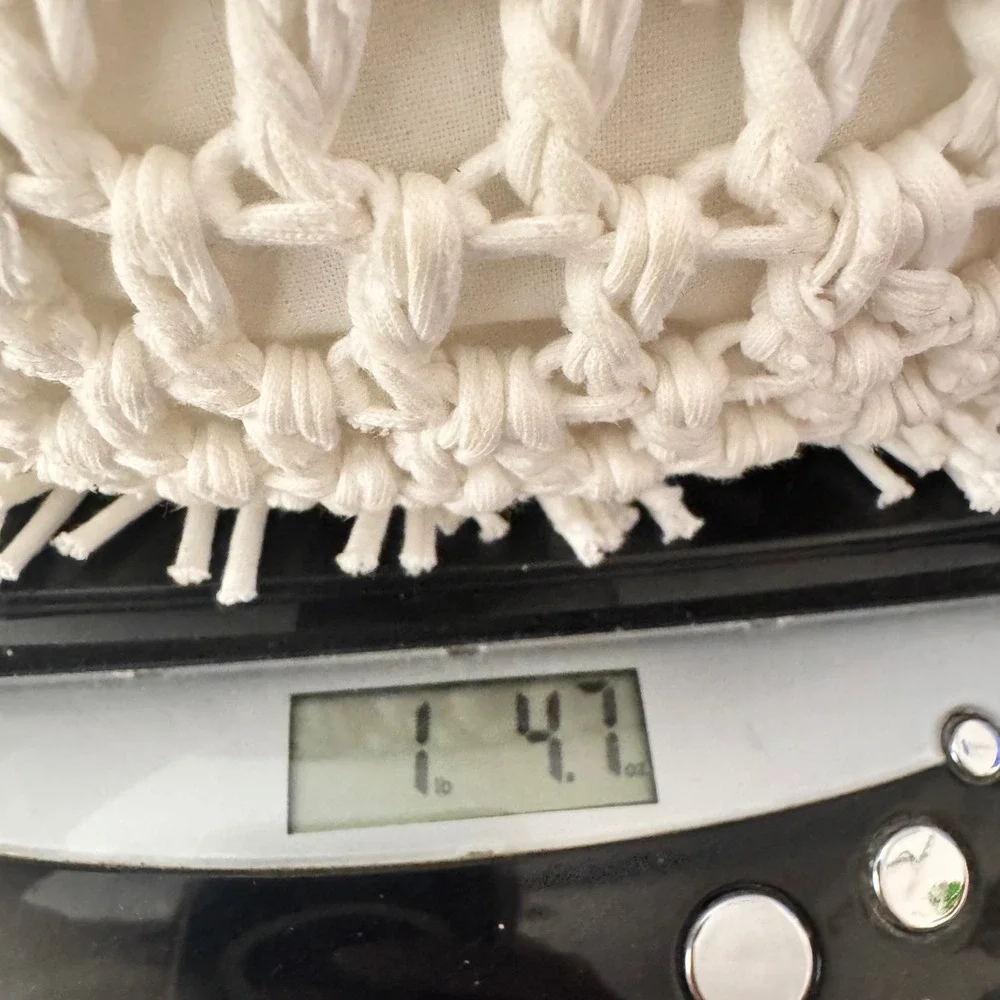 Radiant Exports Throw Pillow 16in Cream Macrame Crochet Boho Decor Fringe